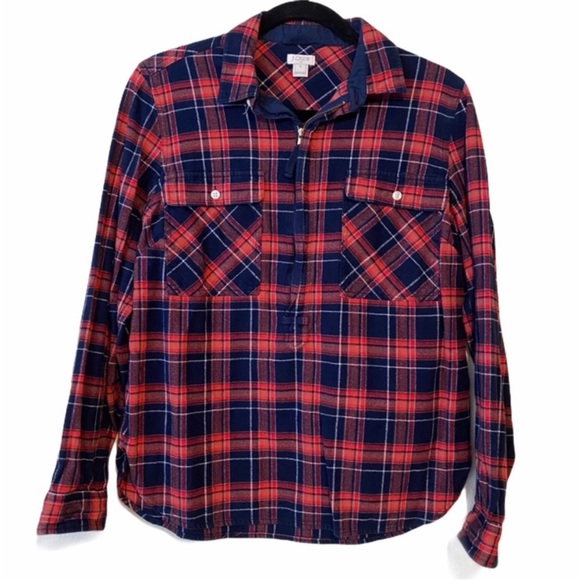 J. Crew 1/2 Zip Pullover Flannel - Picture 1 of 4